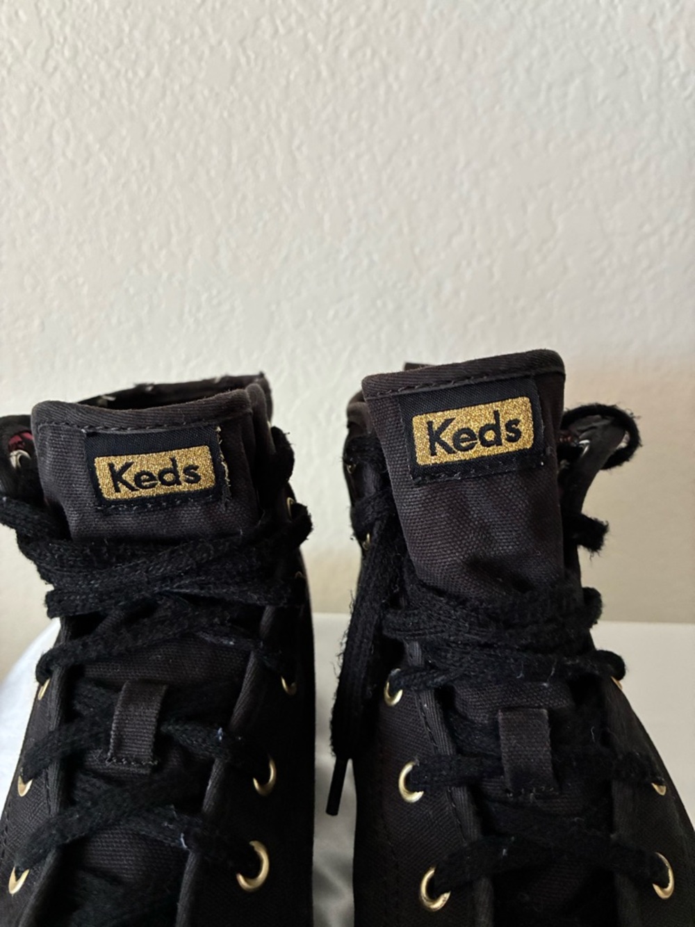 Keds Women’s Black High-Top Sneakers with Gold Details - Picture 2 of 5